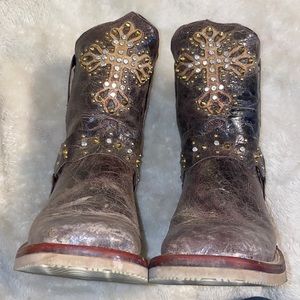 Ferrini Brown Western Boots with Gold Accents